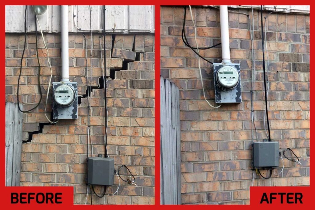 Before and after cracked foundation repair Tyler TX